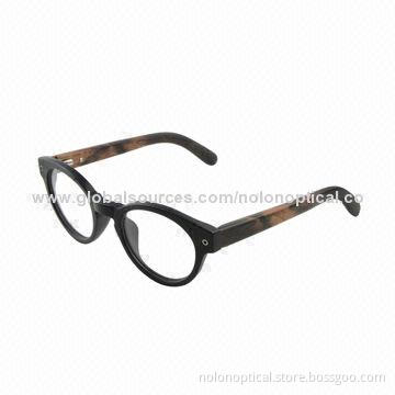 Round-shaped Acetate Frame with Wooden Temple, Customized Logos Available